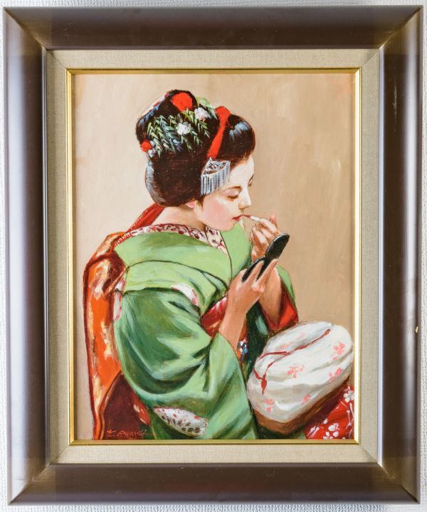 【一枚の繪】荒木義太郎『憩う舞妓』Ｆ４号　油彩 一枚の繪】荒木義太郎『憩う舞妓』F4号油彩