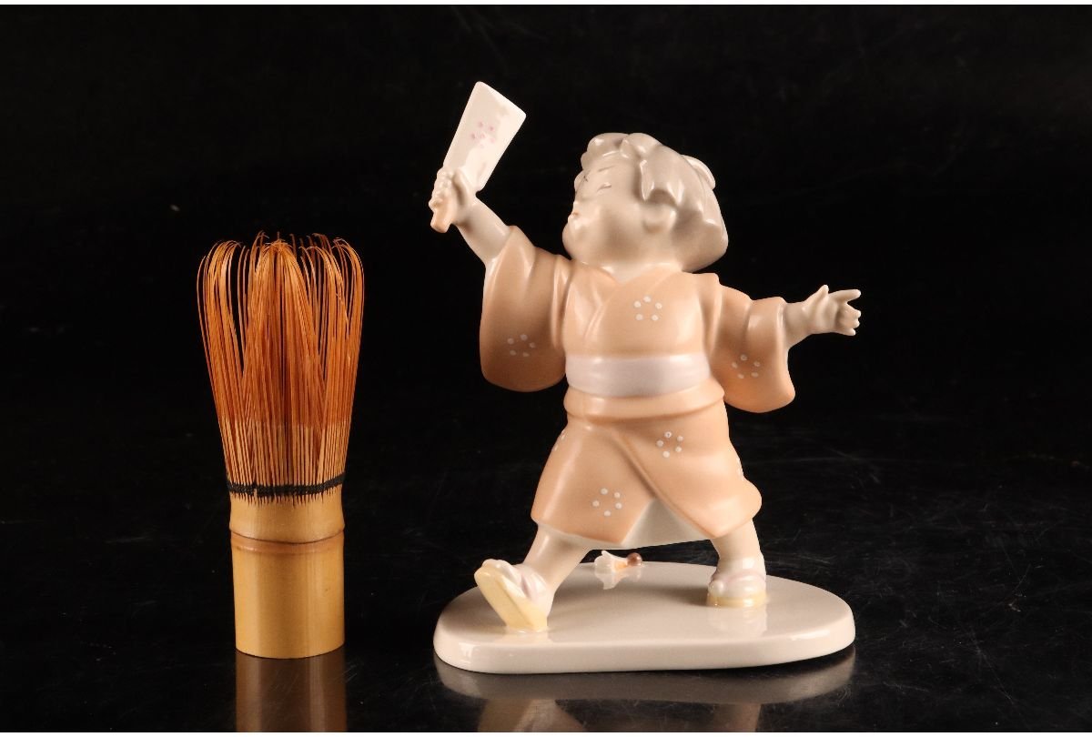 乃りたけ陶房 童子人形 小島豪作 羽根突き ノリタケ 箱付