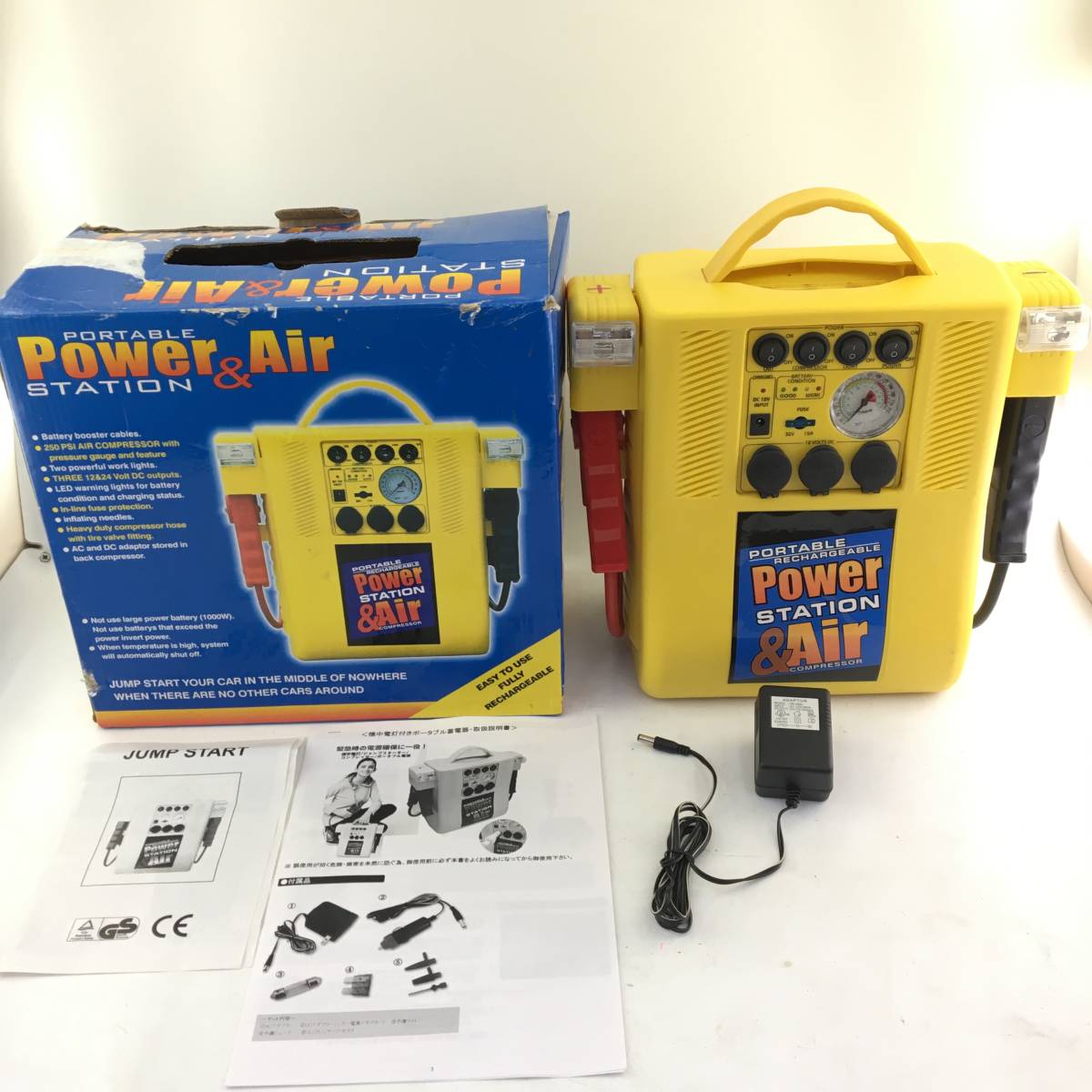 【傷や汚れあり】【通電確認済】PORTABLE POWER STATION & AIR COMPRESSOR エアーコンプレッサー ポータブル