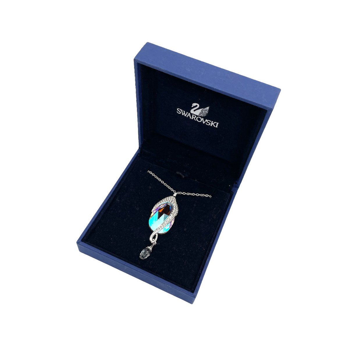 【やや傷や汚れあり】 1円 正規品 スワロフスキー Swarovski ラインストーン ネックレス ペンダント ティアドロップ 雫