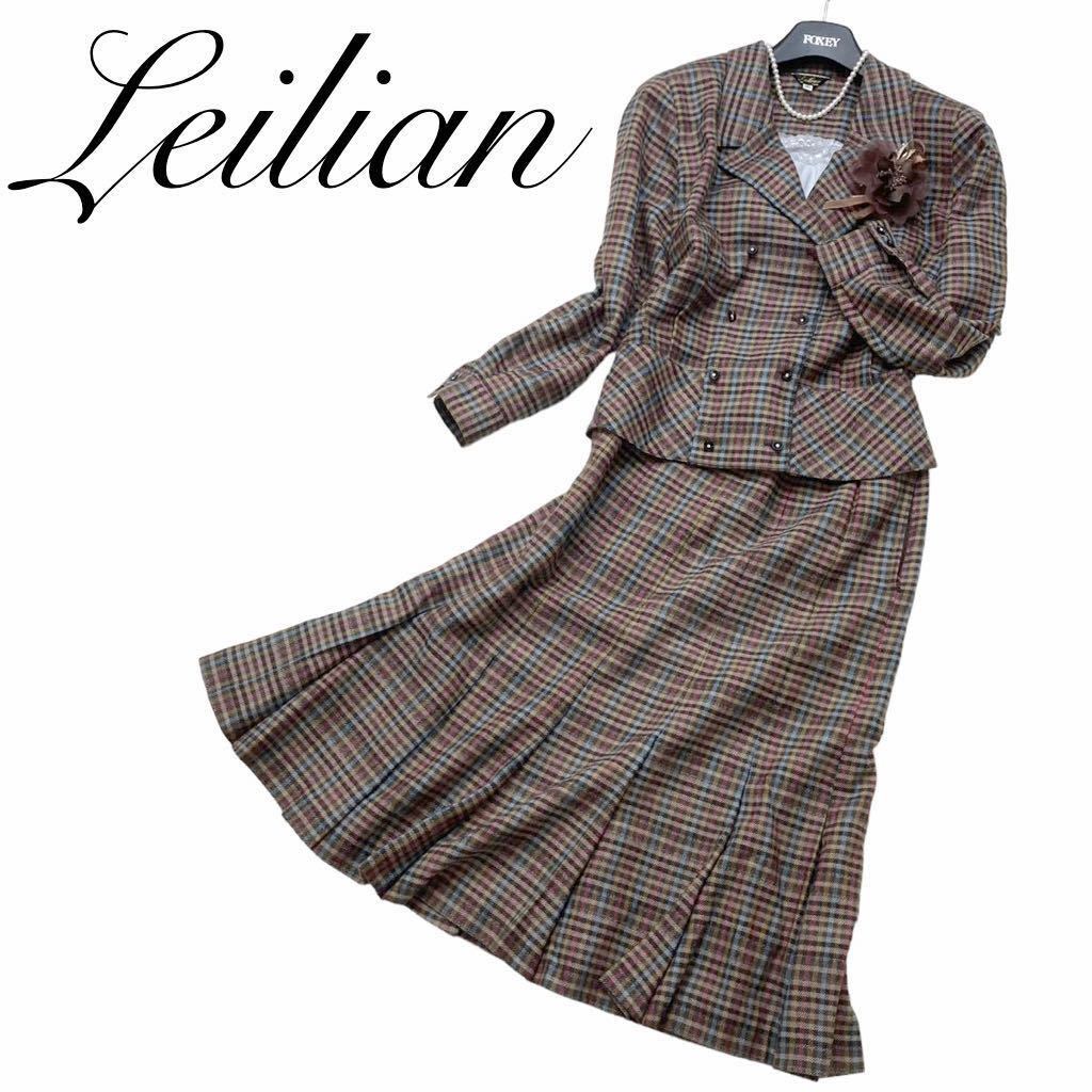 美品 Leilian レリアン 日本製 ミモレ丈 タイトスカート 13+ ネイビー レディース main image 0