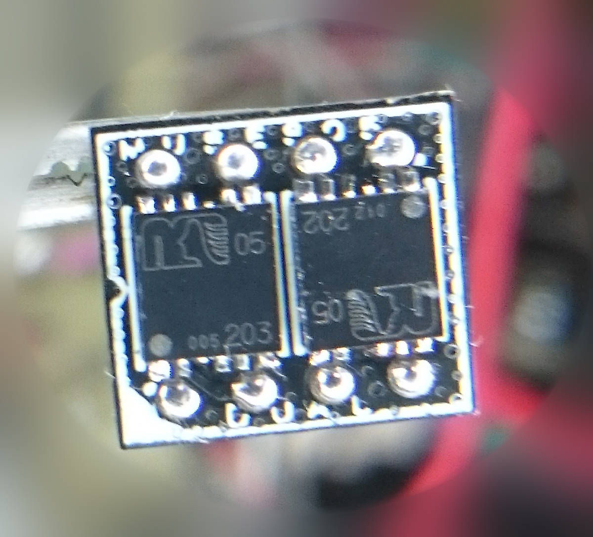 MUSES05 デュアル化 ③ DIP8サイズ 低背ピン 専用設計基板実装