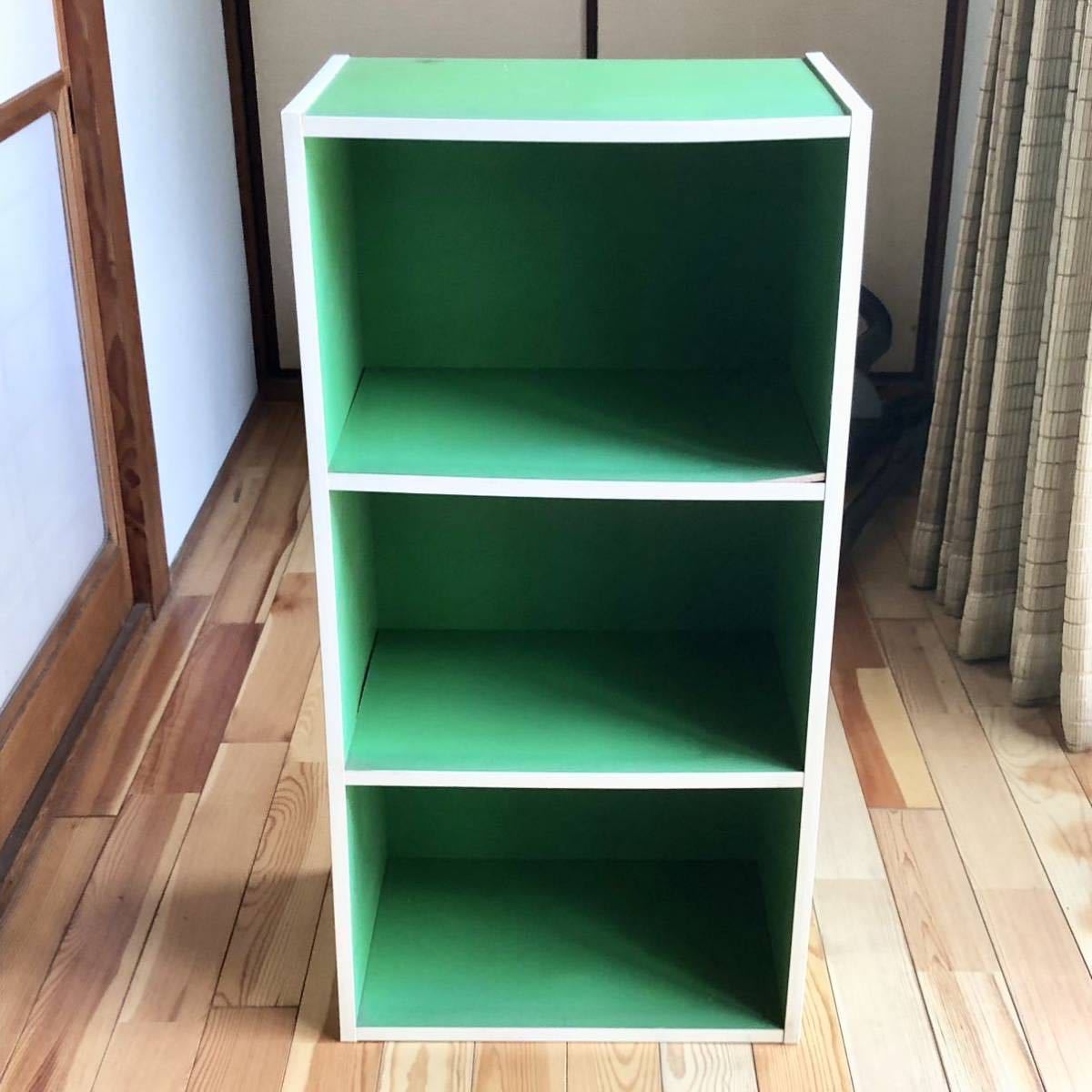 小泉産業 Living Mate 昭和レトロ ポップ 台 収納棚 グリーン