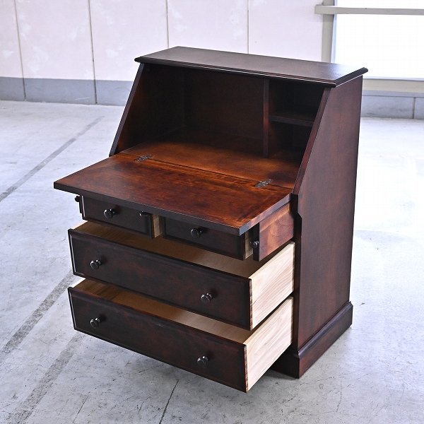 ヴィンテージ 和光「北海民芸」ライティングビューロー 木製 樺材