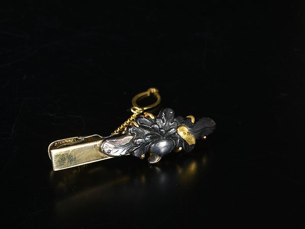 やや傷や汚れあり】【加】2034e 赤銅地 蕪目貫 K18 SILVER 刻印 