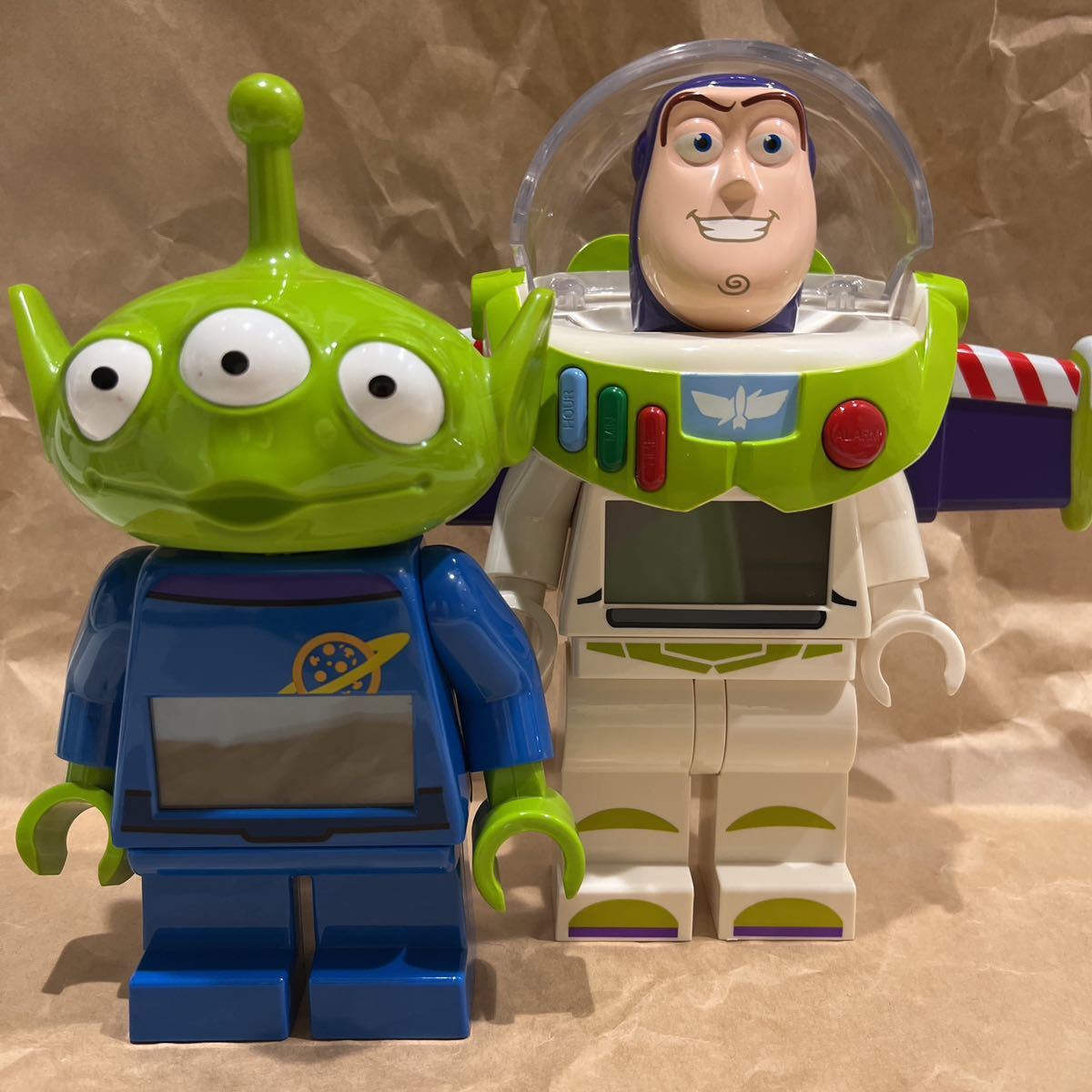 【やや傷や汚れあり】トイストーリー エイリアン リトルグリーンメン バズライトイヤー LEGO レゴ 目覚まし時計 置物 ディズニー 希少