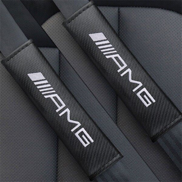 【未使用】2個セット AMG メルセデスベンツ Mercedes Benz カーボンファイバー シートベルトパッド シートベルトカバー