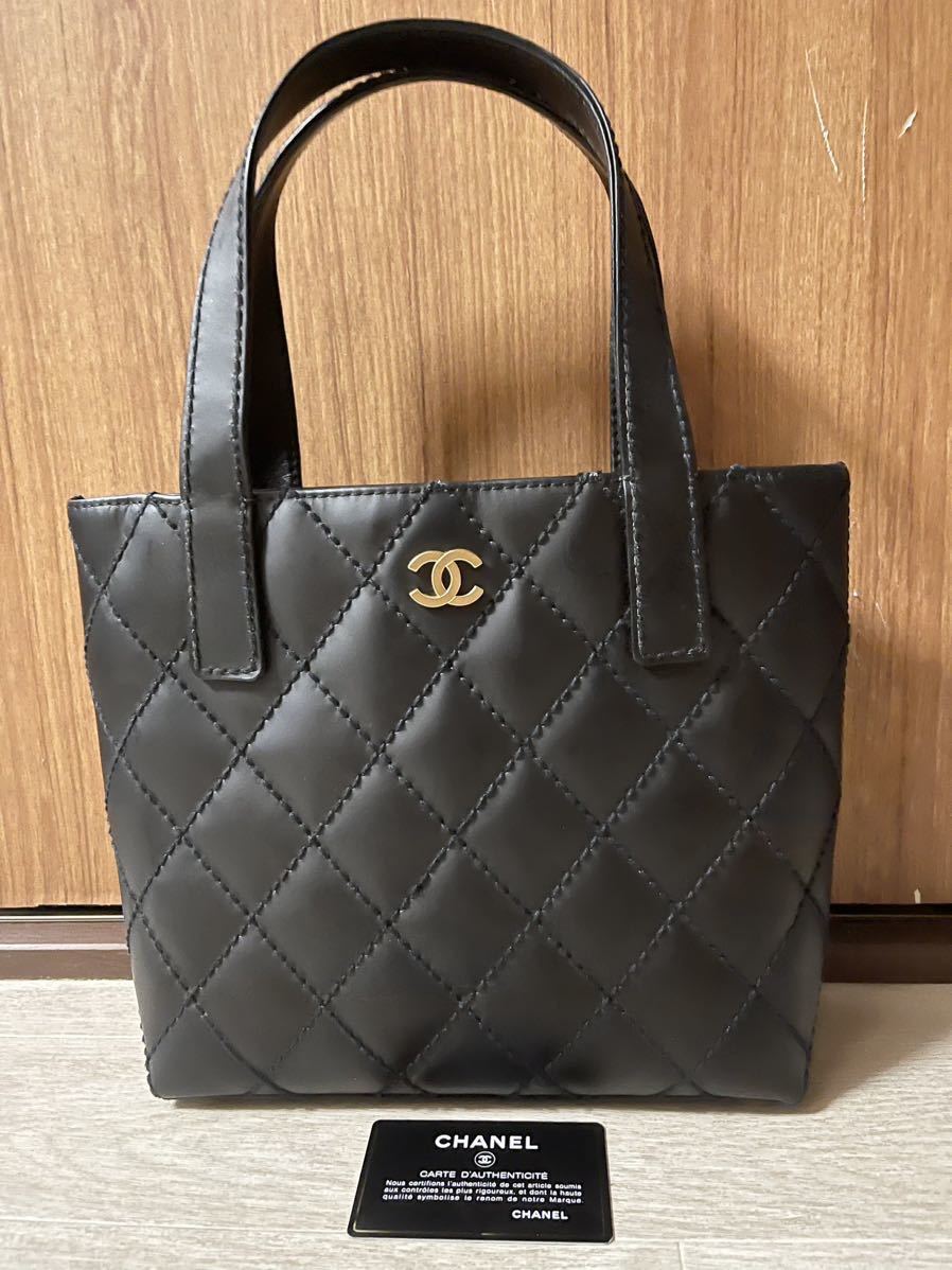 【傷や汚れあり】1000円！～正規品 シャネル CHANEL ワイルドステッチ ハンドバッグ トートバッグ シリアルシール カードあり
