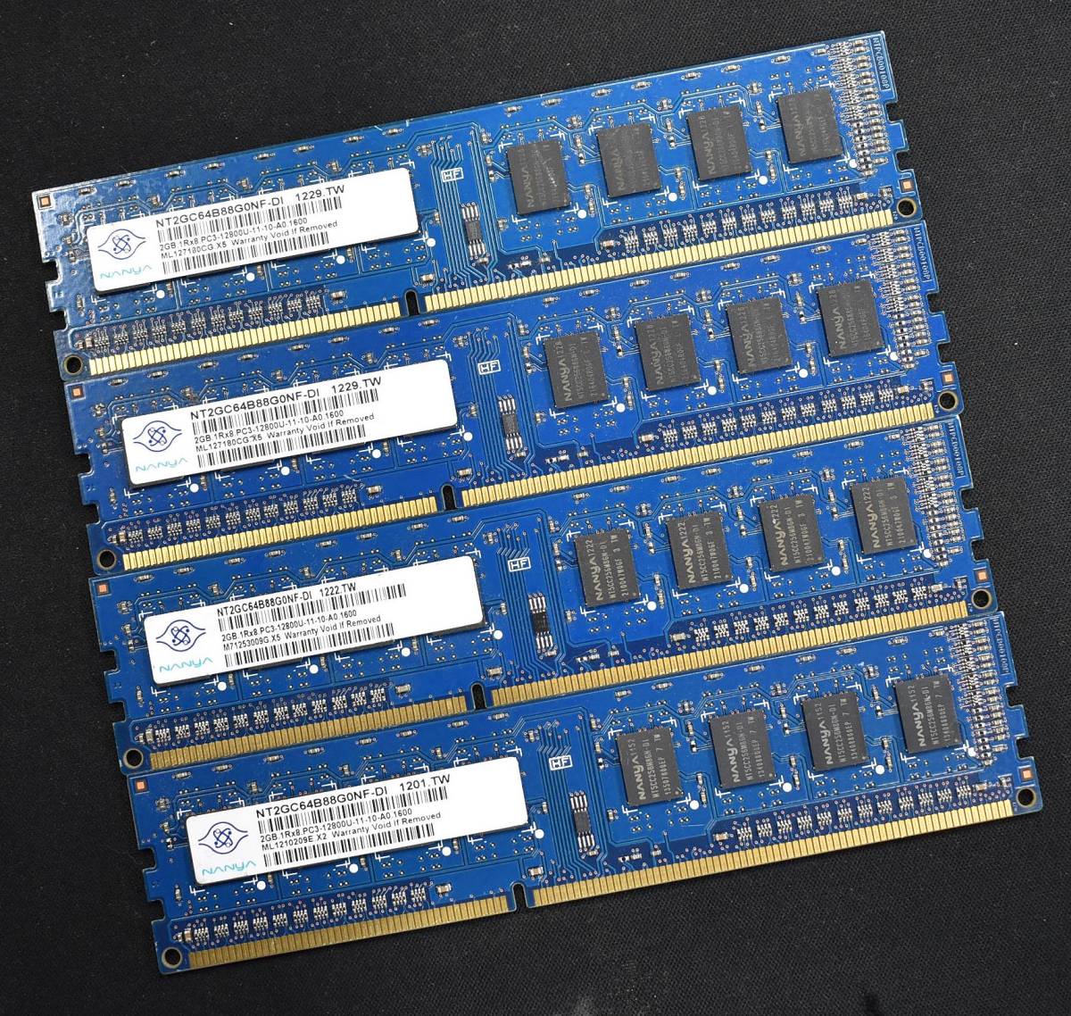 【目立った傷や汚れなし】8GB (2GB 4枚セット) PC312800 PC312800U DDR31600 240pin non