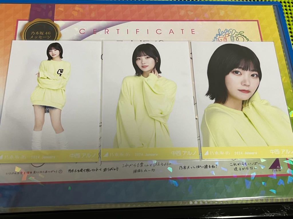 乃木坂46 生写真 中西アルノ 2024 January ルーズソックス サイン