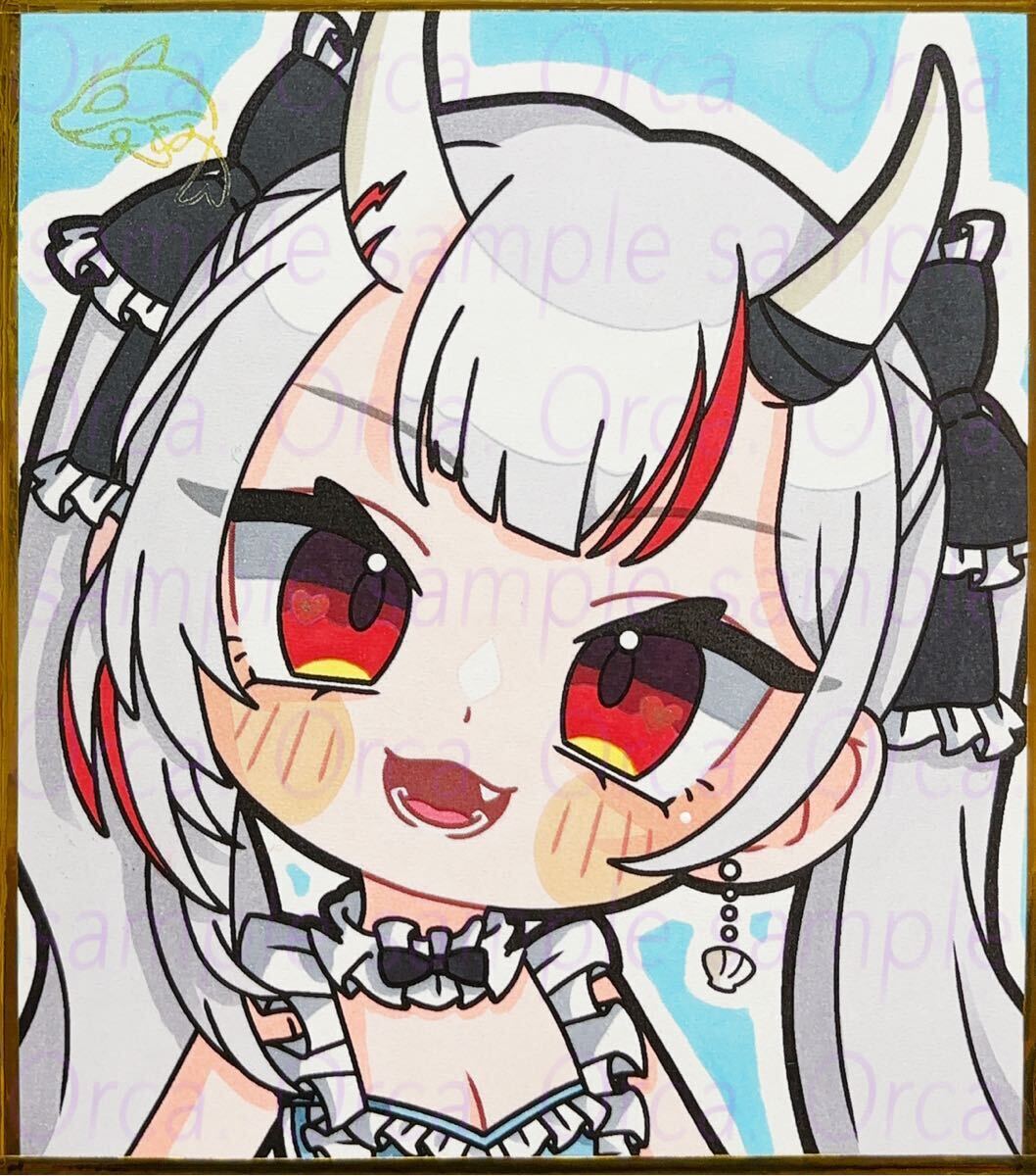 手描きイラスト 同人 ミニ色紙 ホロライブ 百鬼あやめ 水着 ホロライブ