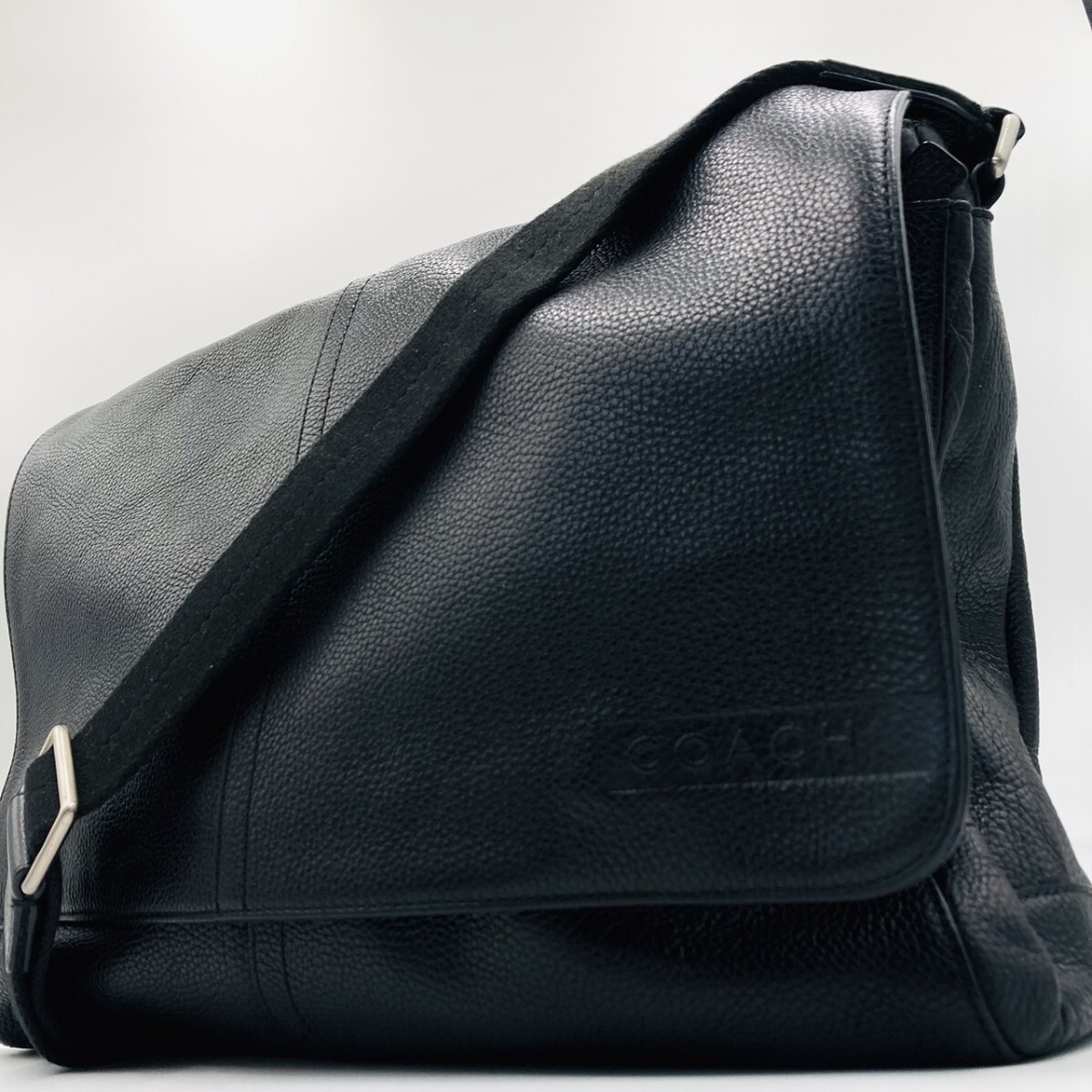 極美品】COACH コーチ ショルダーバッグ メッセンジャー 本革 黒 極美品】COACH コーチ ショルダーバッグ メッセンジャー 本革 黒