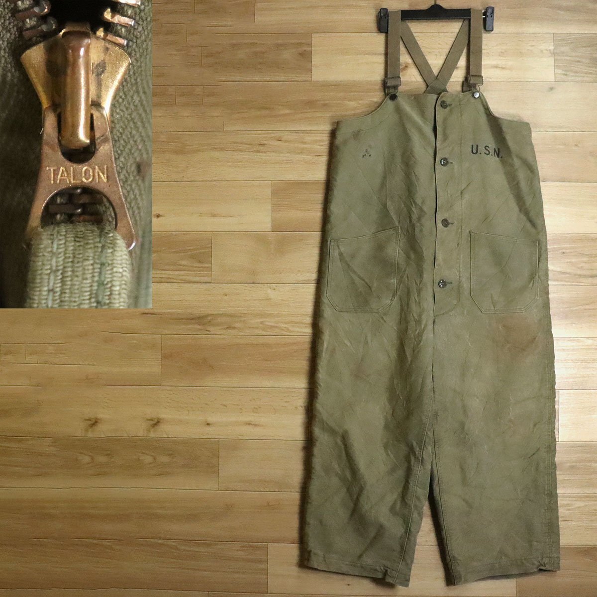 40s US NAVY N-1 デッキパンツ オーバーオール バックステンシル 40s US NAVY N-1 デッキパンツ オーバーオール バックステンシル