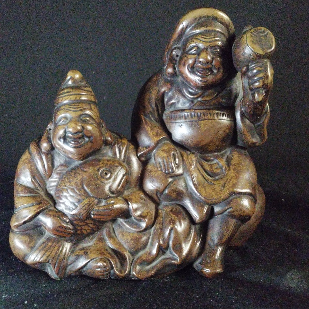 備前　布袋さんと大黒さんの置物 備前 布袋さんと大黒さんの置物 【公式通販】