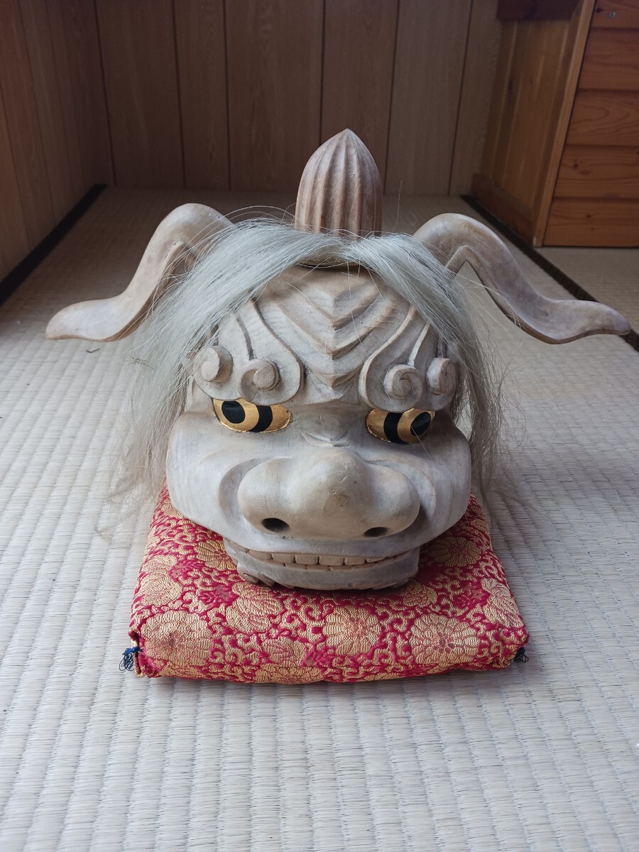 .獅子舞　獅子頭　木彫　魔除け　祭　置物　古美術　神楽 獅子舞 獅子頭 木彫 魔除け 祭 置物 古美術 神楽 木製 木彫
