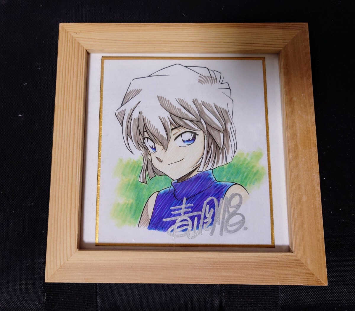 名探偵コナン 灰原哀 手描きの普通の画用紙 青山剛昌直筆サイン