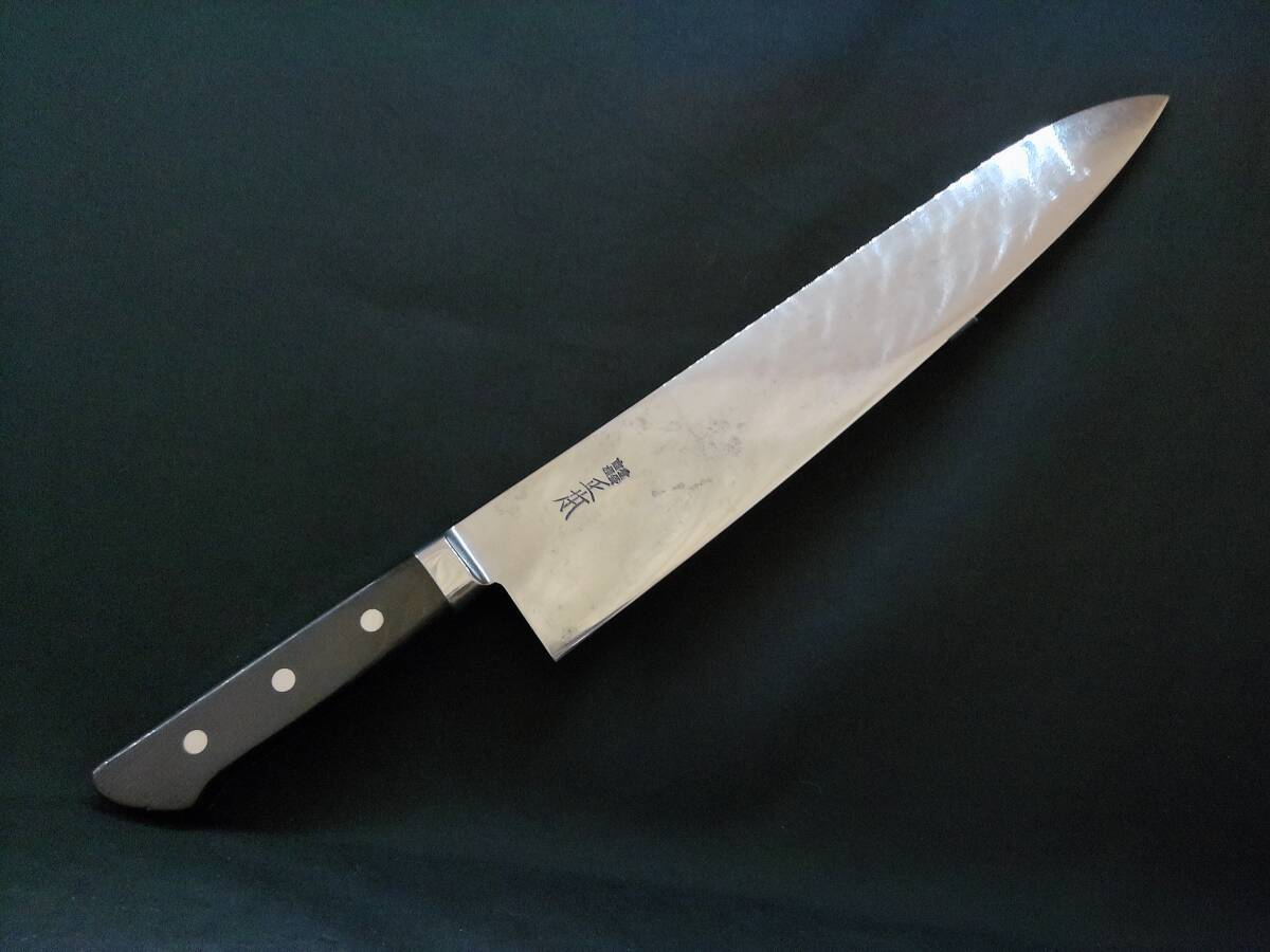 【目立った傷や汚れなし】【超再生包丁】正本総本店 masamoto 改造筋引き 190mm 鍔なし紫檀柄 切れ味新品以上 洋包丁 ...