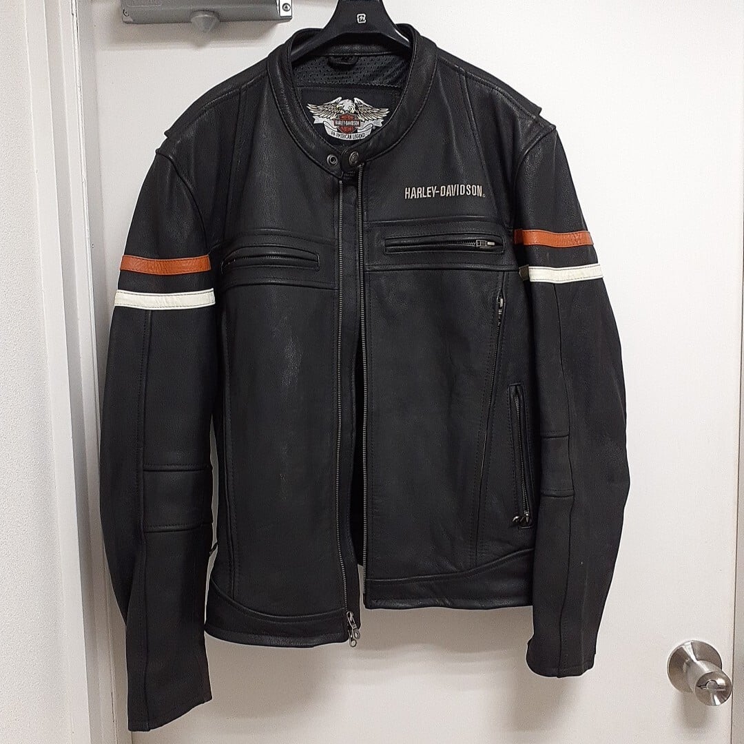 ハーレーダビッドソン イーグルエンボス レザーライダースジャケット S