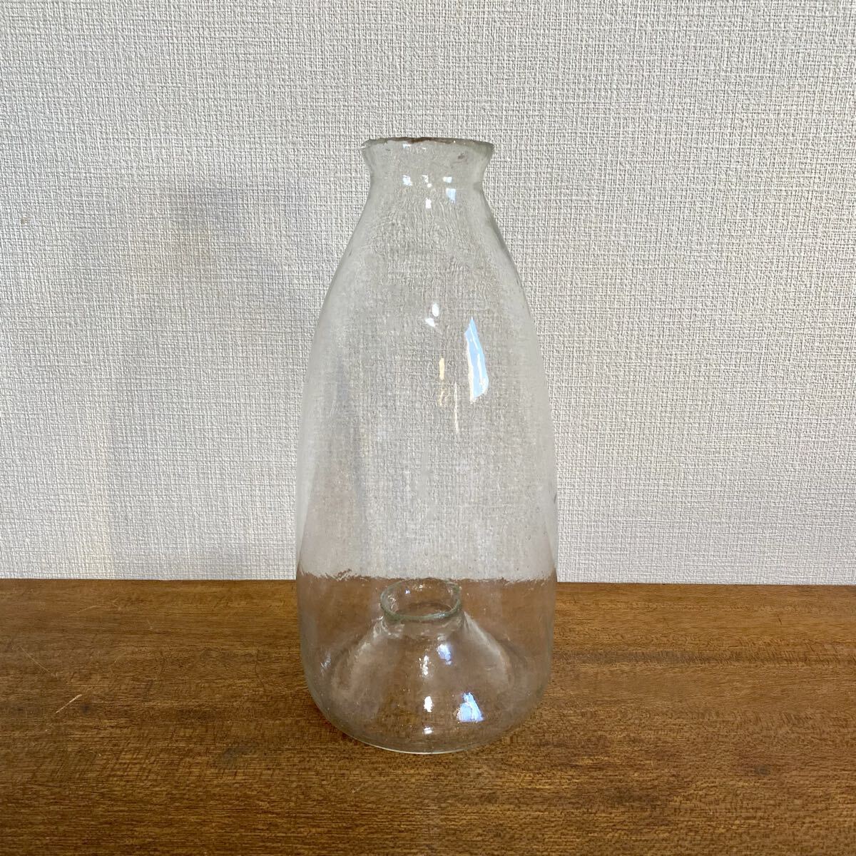 傷や汚れあり】p.☆レトロ もんどり ガラス製 びんどう 気泡 瓶胴 びん