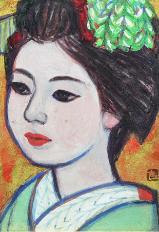 【真作保証】三輪良平「舞妓」日本画12号 直筆サイン 共シール有り 美人 絵画 真作保証】三輪良平「舞妓」日本画12号 直筆サイン 共シール有り 美人