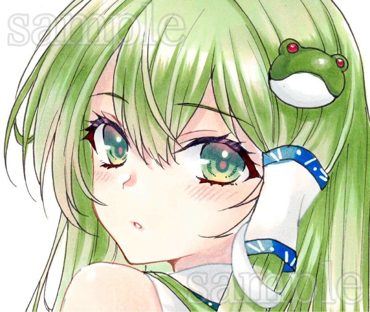 新品】【手描きイラスト】東方Project 東風谷早苗 下着姿1 A4ワトソン