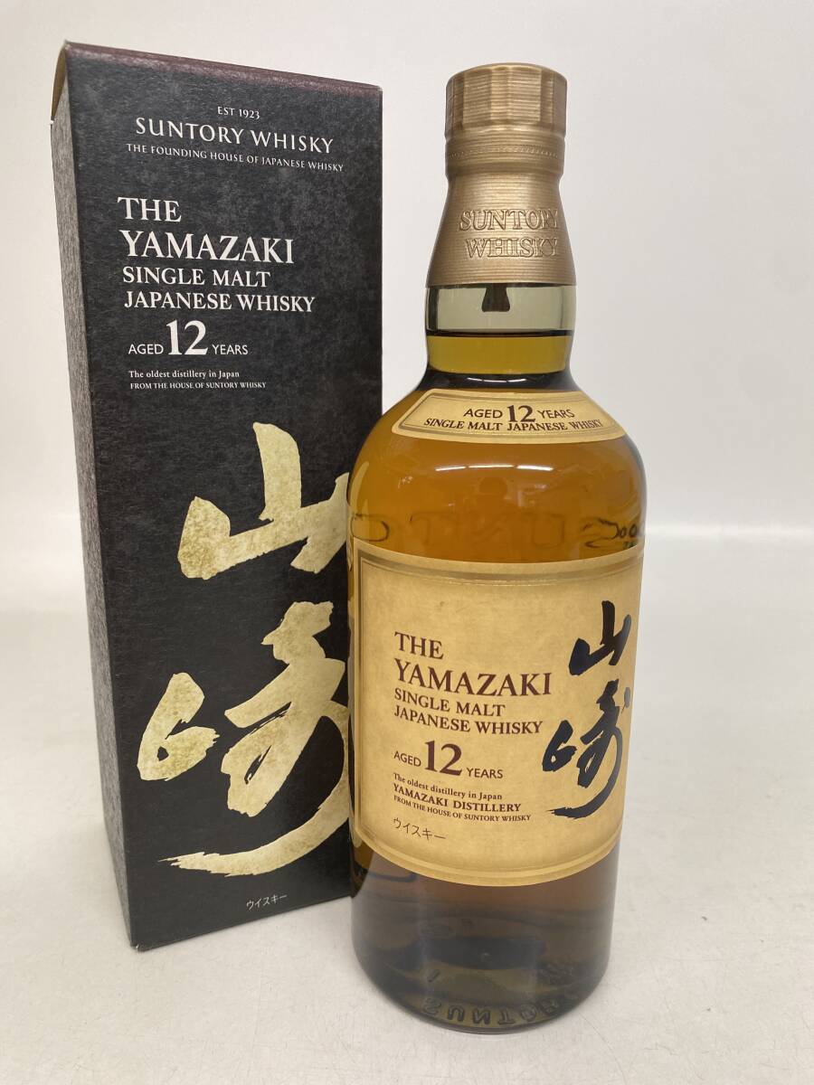☆サントリー 山崎 12年 希少旧ボトル 向獅子ロゴ 木箱入 ピュアモルト