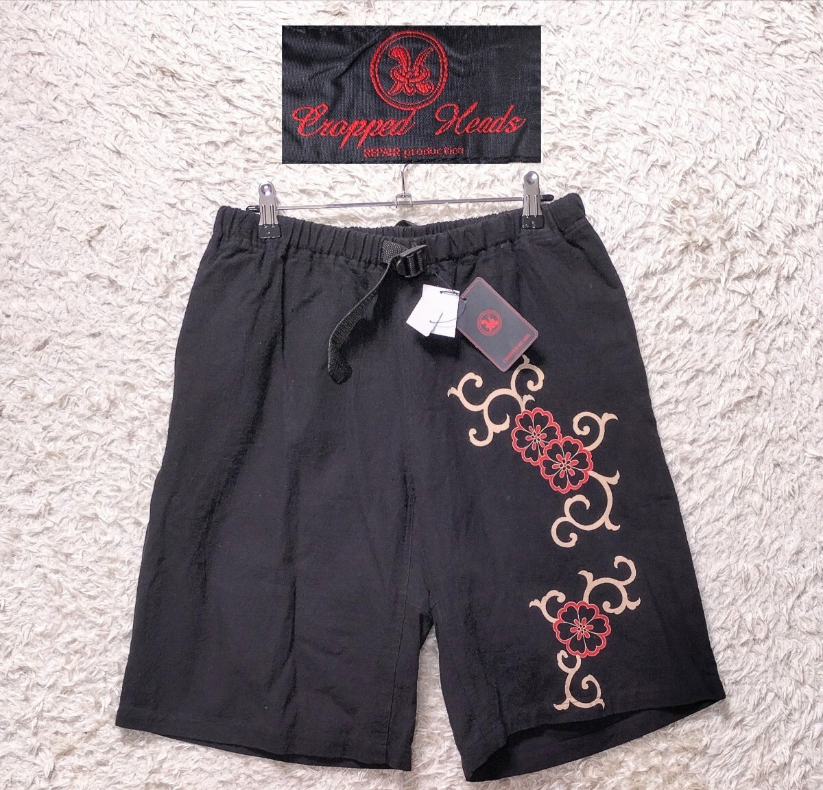 Cropped Heads クロップドヘッズ 黒 竜神 ドラゴン × 家紋 スカジャン