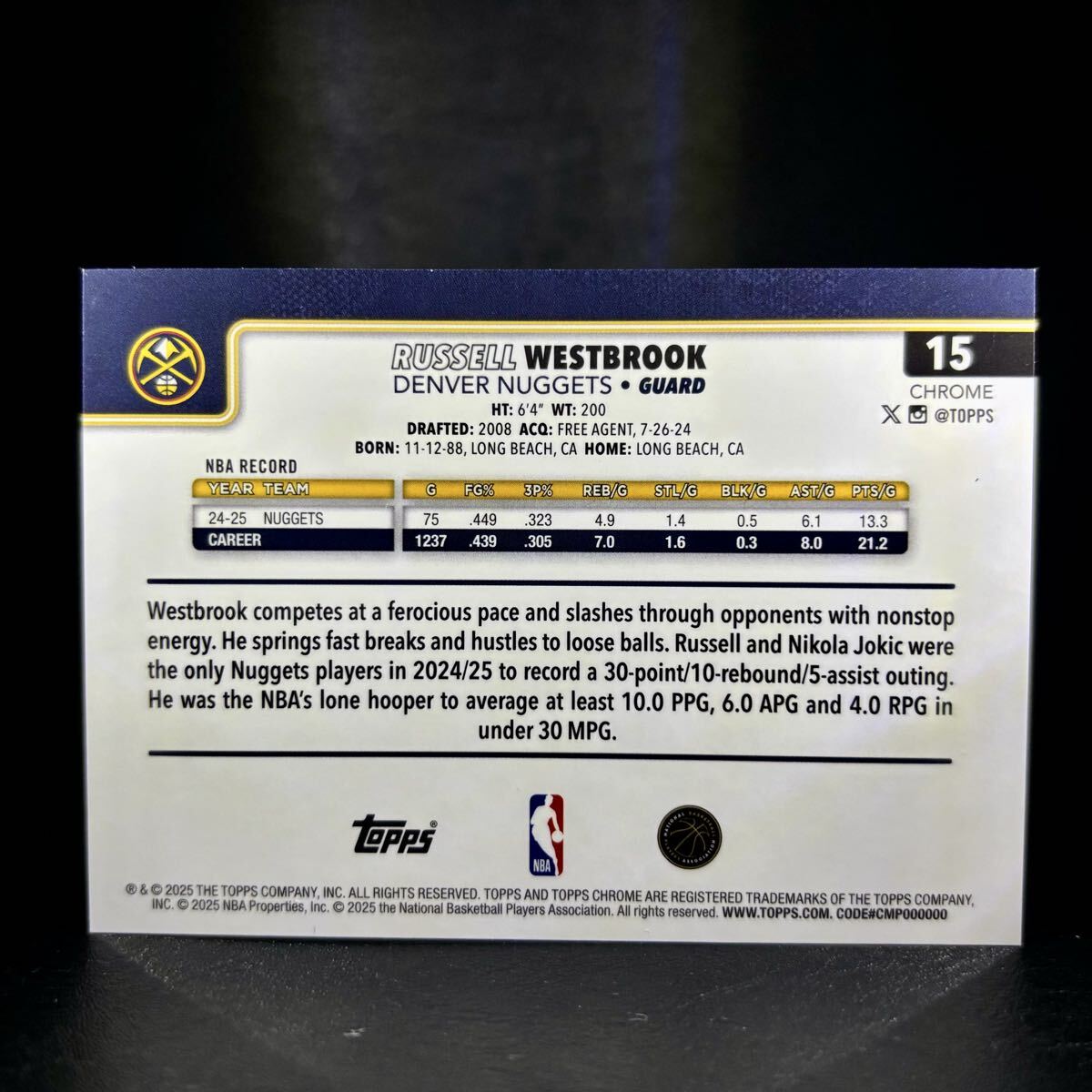 新品】ラッセル・ウェストブルック 直筆サインフォト/写真 NBA 