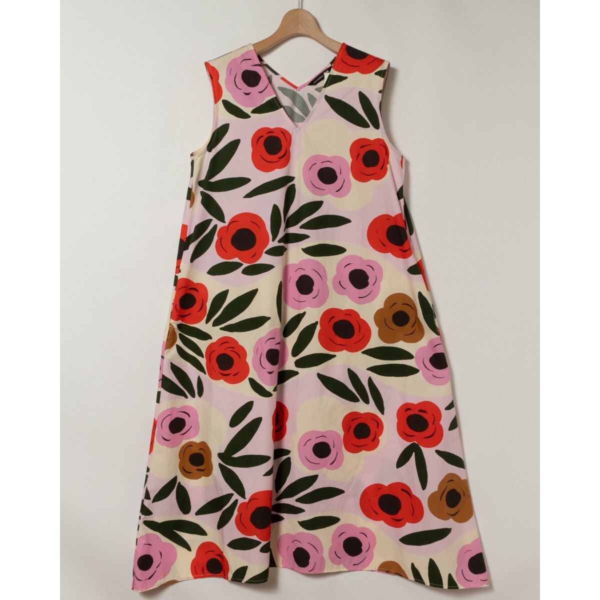 marimekko ワンピース ムスタタンマ グレー×ブルー ノースリーブ A