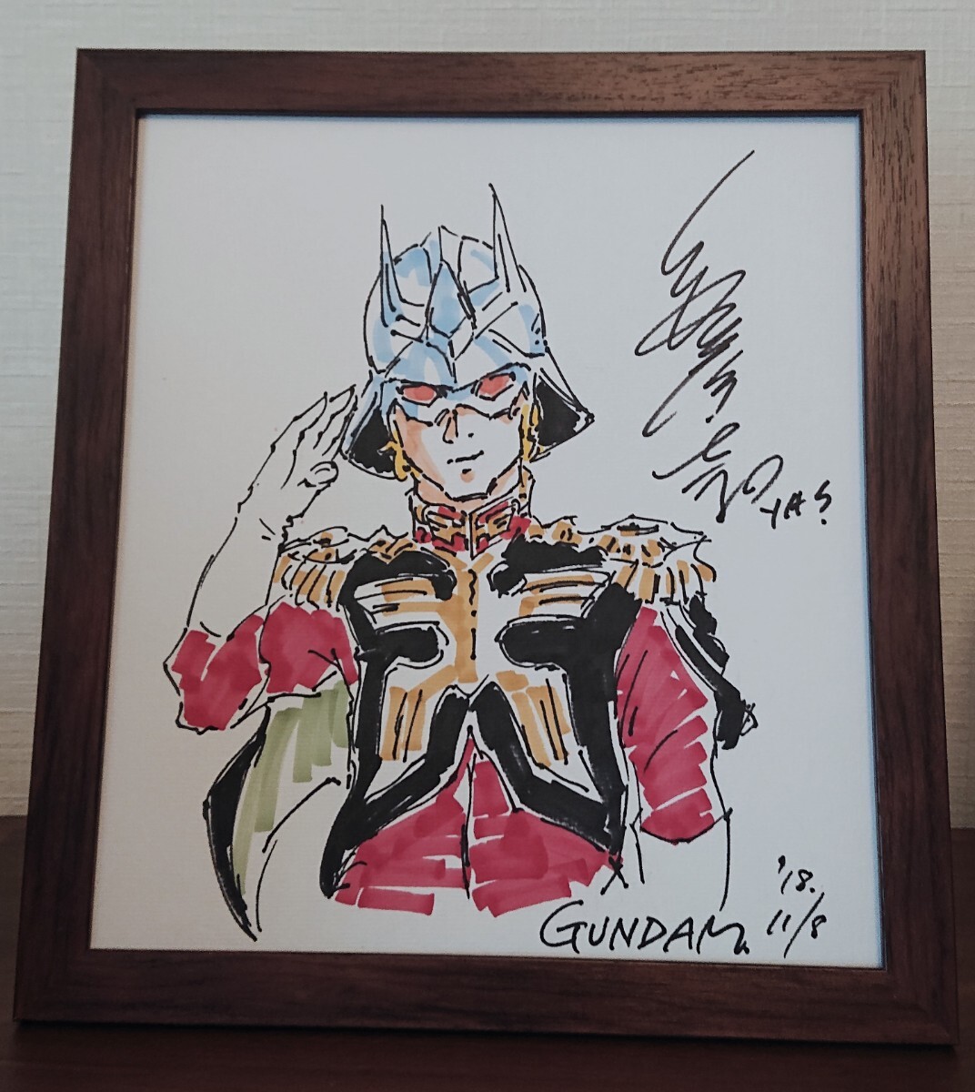 中古】【最終出品】激レア 安彦良和 機動戦士ガンダム 直筆サイン色紙
