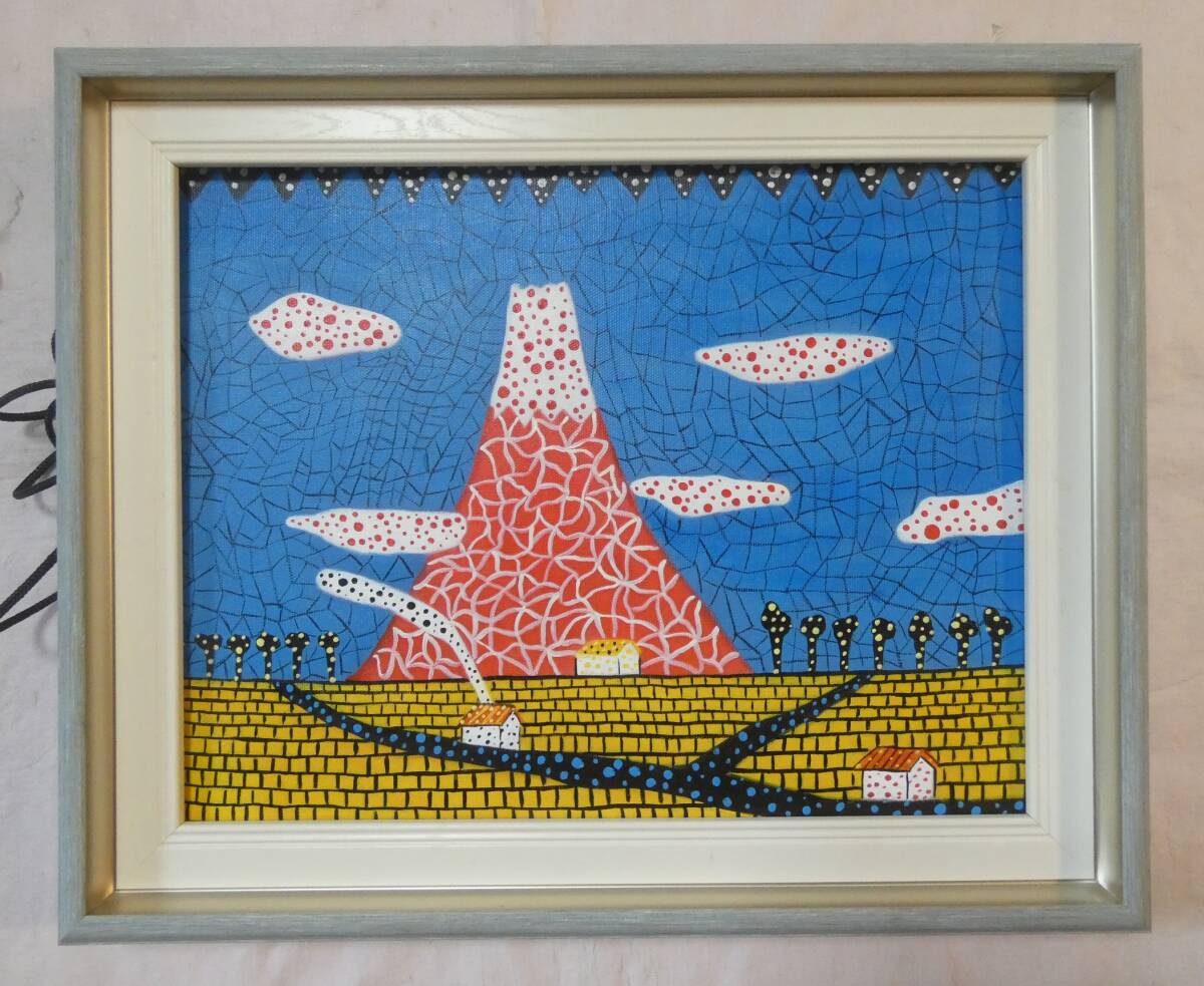 真作保証 竹角文男 夢想百七十一 肉筆 油絵 1号 額装 共シール 落款有