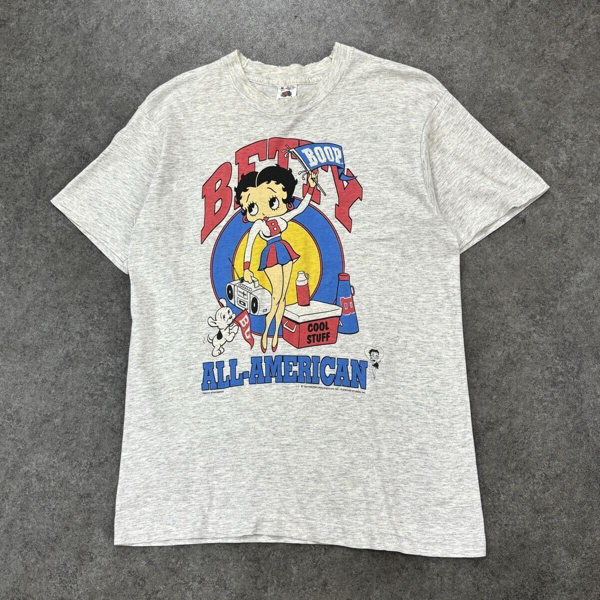 やや傷や汚れあり】90s BETTY BOOP 両面プリント ハート Tシャツ 白