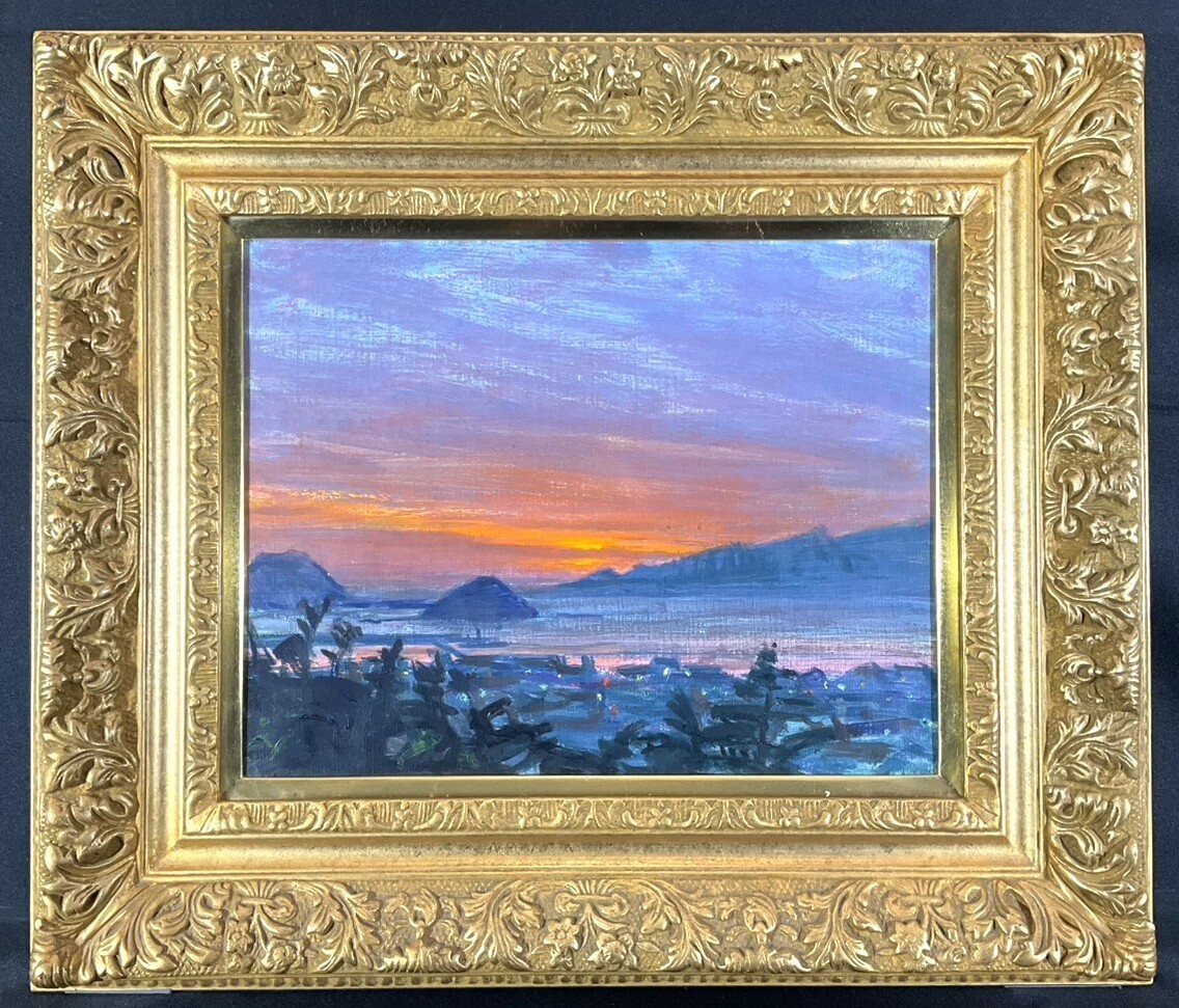 絵画　油彩肉筆画　真作　伊藤継郎『バガンの夕暮れ』 真作】【WISH】伊藤継郎 油彩 SM 黄色い花 〇新制作会員 元京都市立
