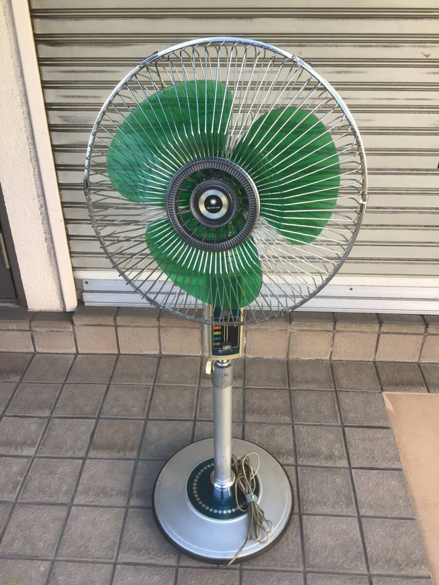 箱付 完動品】サンヨー 昭和レトロ 扇風機 SANYO 35cm 筆記体ロゴ