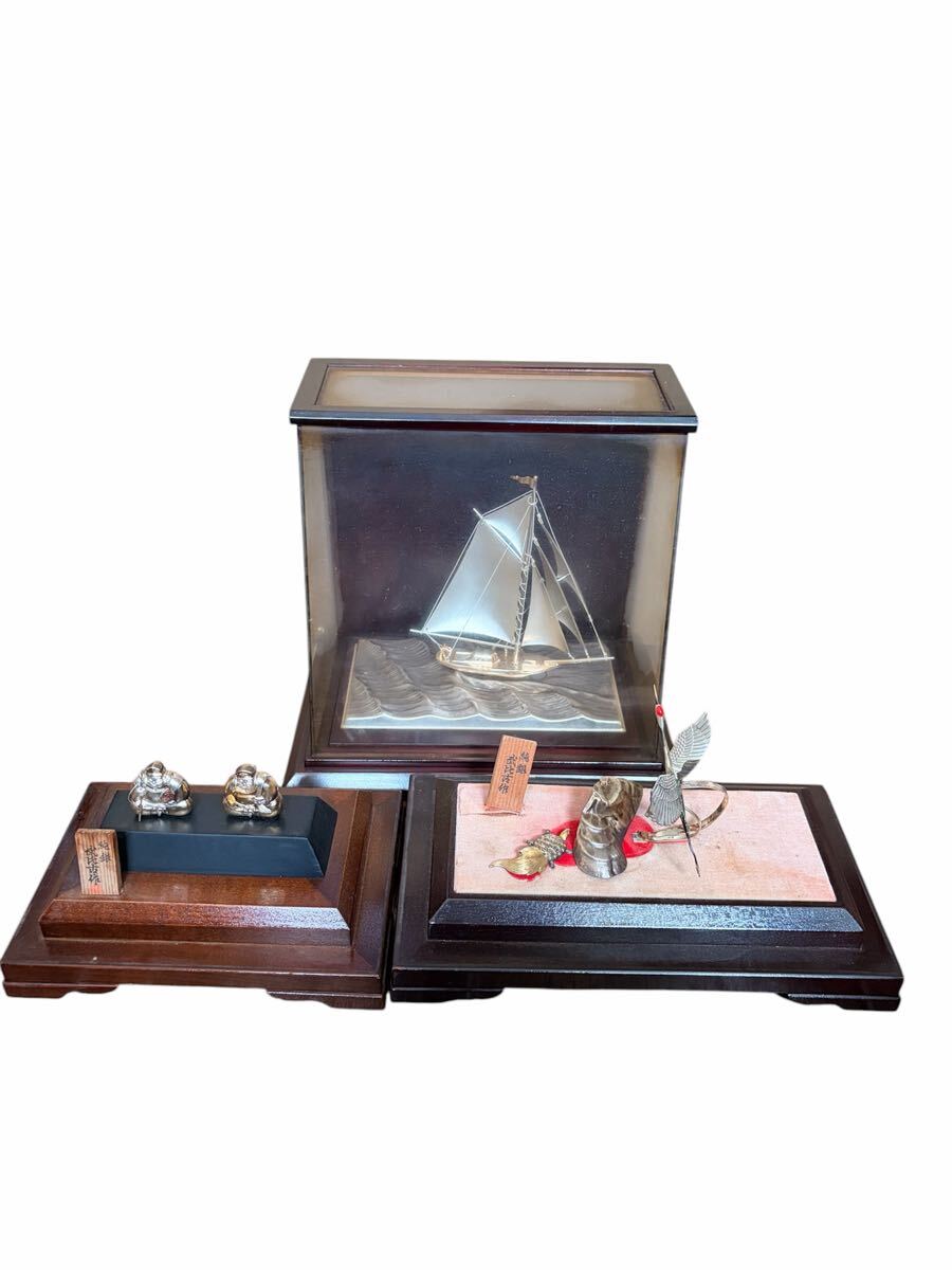 中古】銀製 武比古 関工芸 精密3本マスト帆船 ヨット STERLING SILVER