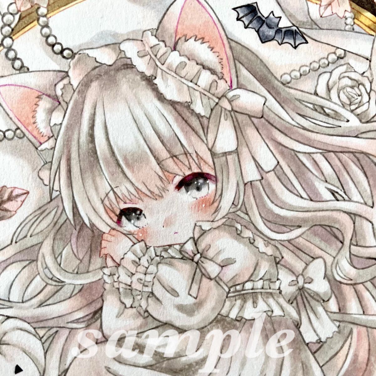 未使用】☆手描きイラストA4☆ バニーガールな女の子① オリジナル