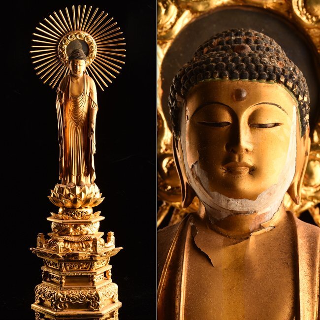 中古】【縁】仏教美術 細密彫刻 宇賀弁財天 高さ66cm 希少仏像 旧家