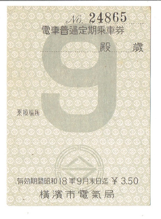 ☆世田谷中原 東急 戦前 小田急 京王 定期券 昭和18年☆の落札情報詳細