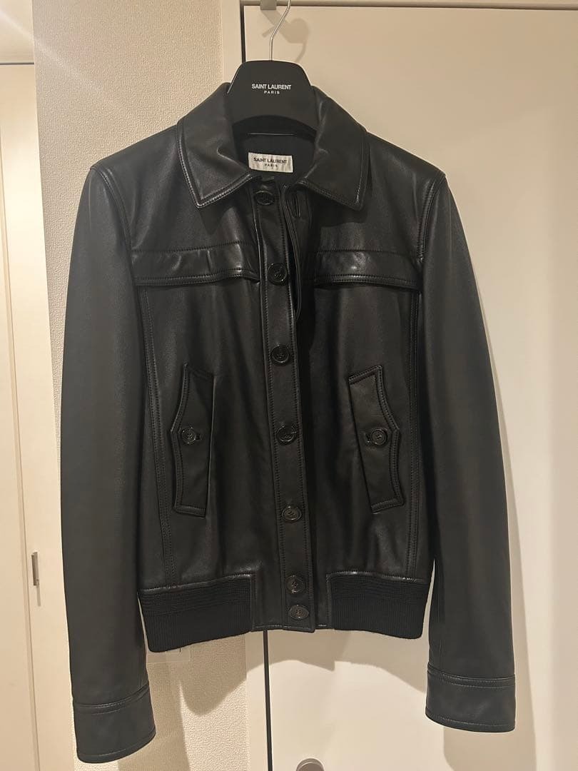 中古】新品未使用 サンローランパリ カフェレーサー シングルレザー