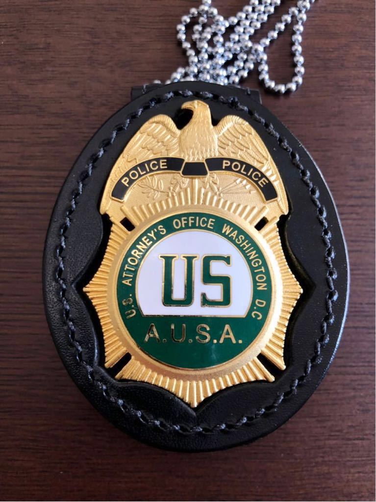 米国連邦検事局　U.S. Attorney’s Office バッジ（グリーン） 米国司法省United States Attorney's Office (A.U.S.A.)バッジ 米連邦