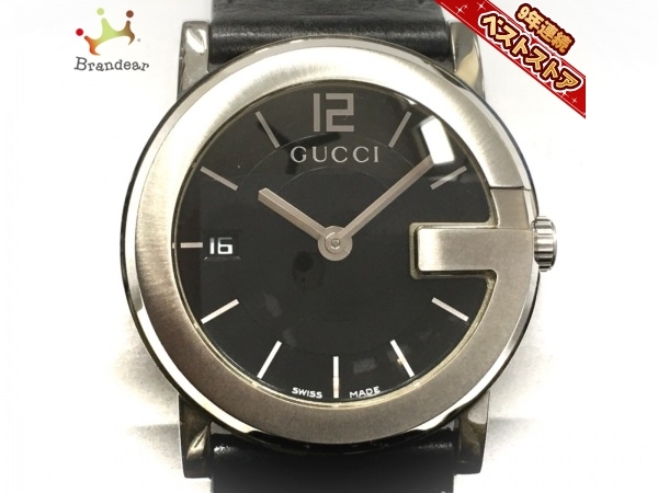 GUCCI(グッチ) 腕時計 101J メンズ パンチングレザーベルト 黒の落札