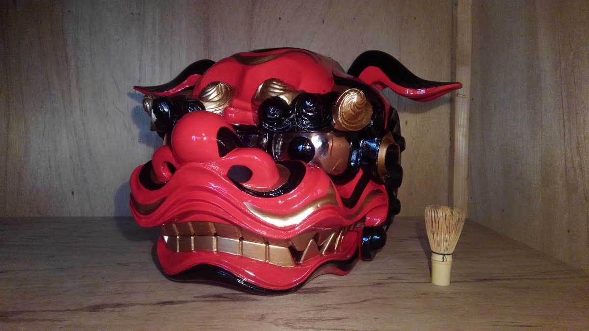蔵出品 獅子舞 獅子頭 木彫り 特大55㎝ 祭事 神楽 縁起物 蚤