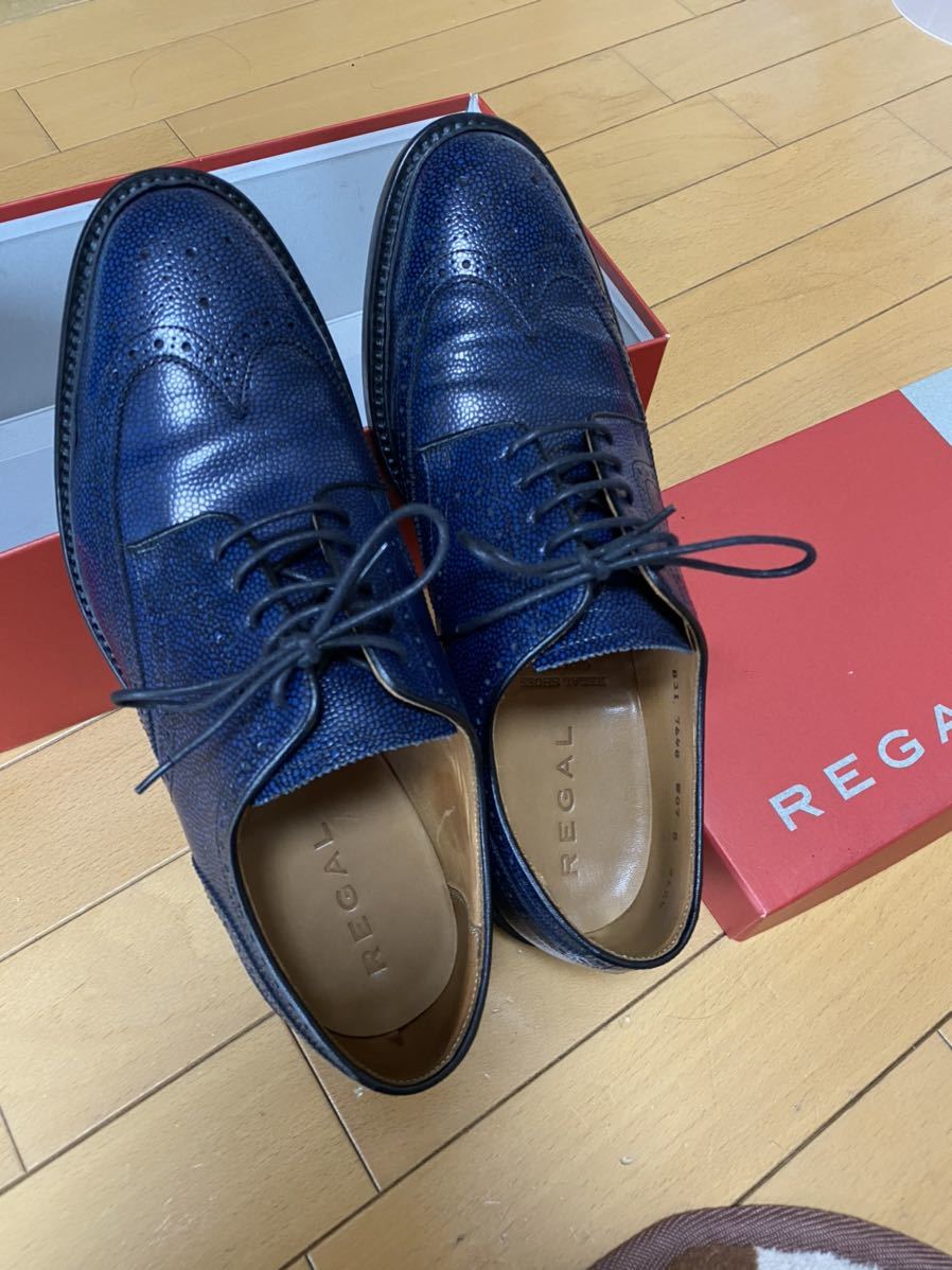 REGALネイビー レザー ウィングチップ シューズ