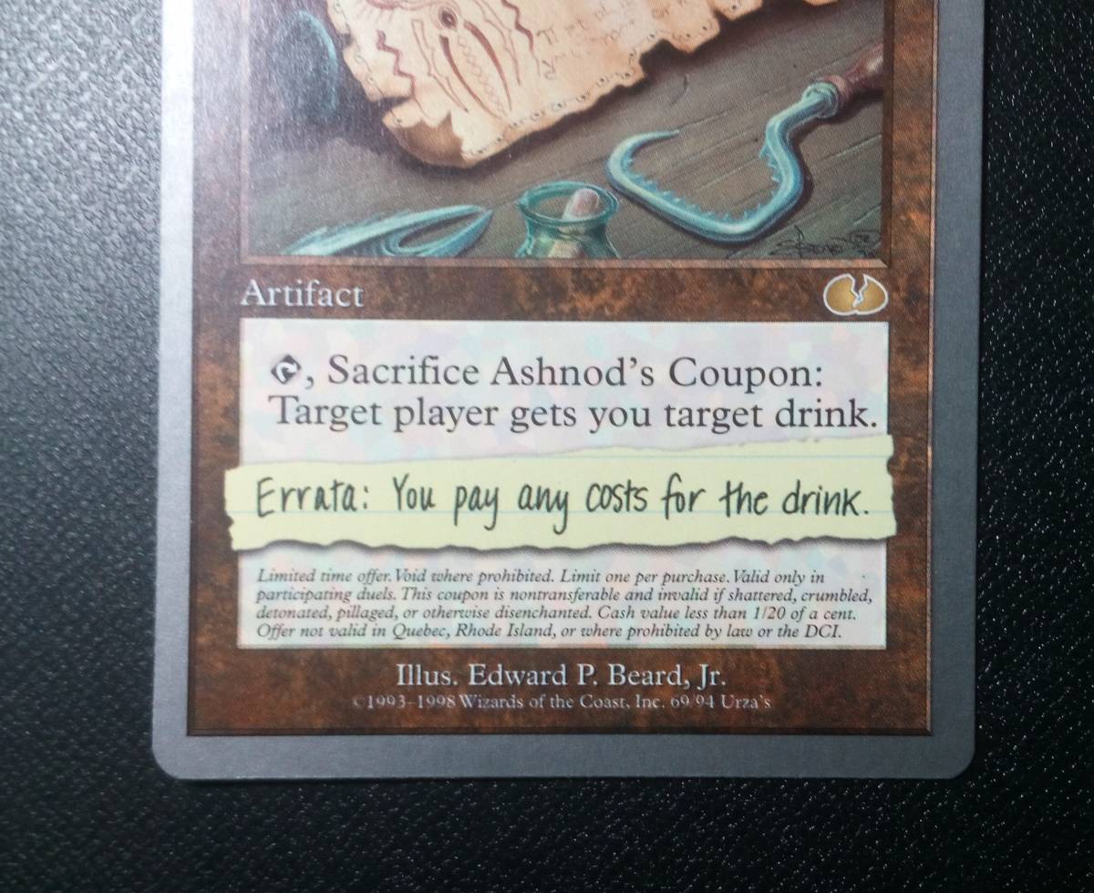 MTG Ashnod's Coupon (アシュノッドのクーポン券) 英語版 1枚の落札