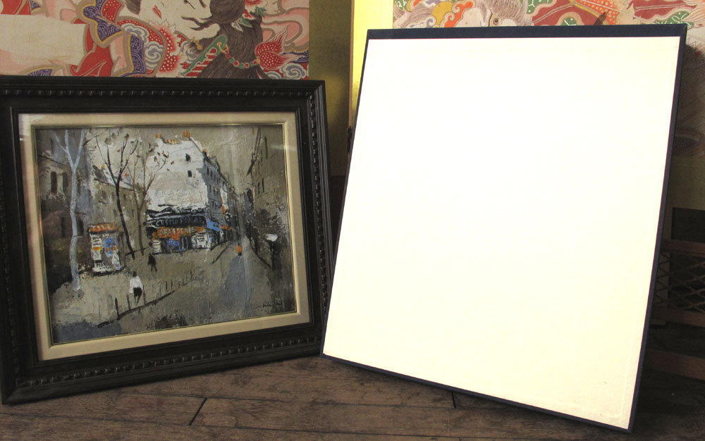 特価【真作保証、油彩画】石黒秀治　8号、モンマルトルの裏道 絵画 油絵 石黒秀治 「モンパルナス」 額縁付属 F4 真作