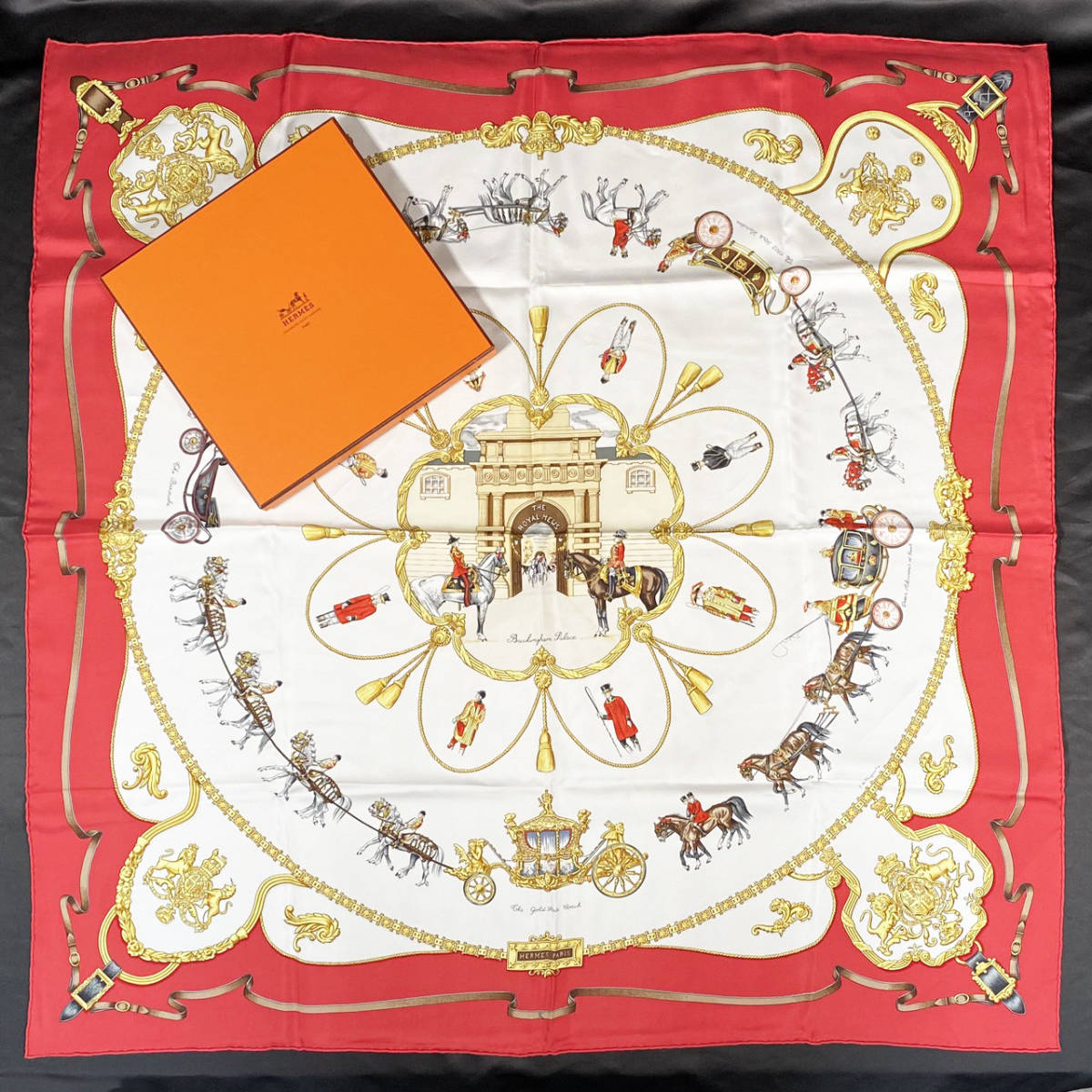 激レア!☆エルメス HERMES カレ 90 シルク スカーフ THE ROYAL MEWS