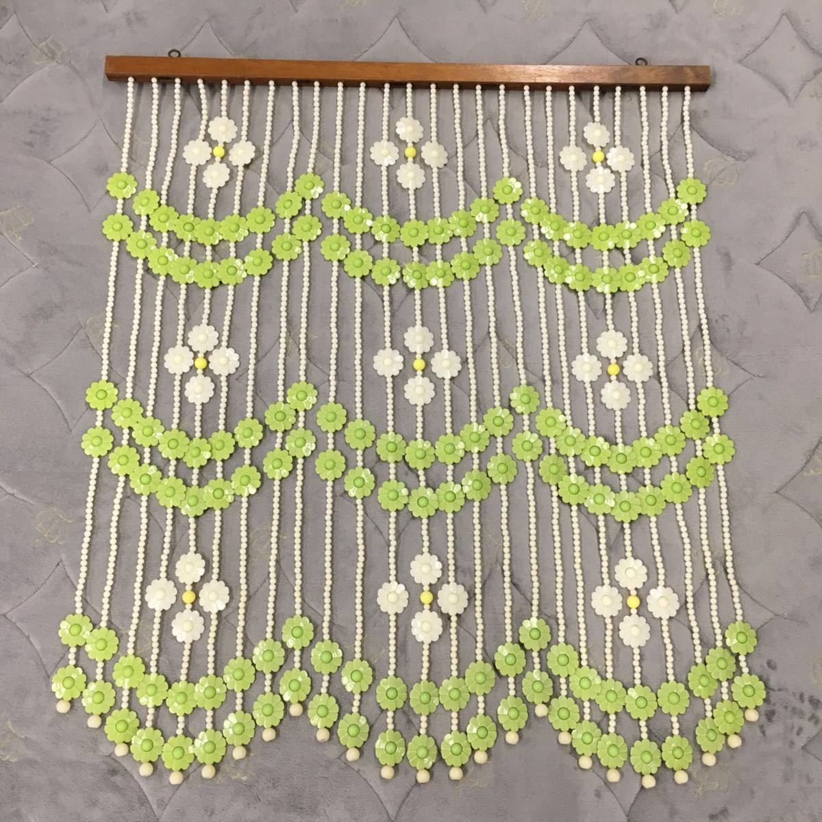 昭和レトロ ビーズのれん ロング レトログリーン 当時物 レトロポップ