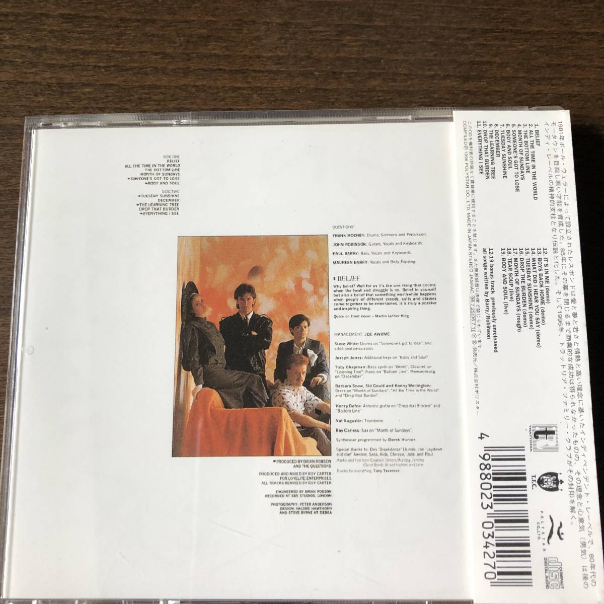 日本盤、帯付、良品□クエスチョンズ【ビリーフ】THE QUESTIONS/BELIEF