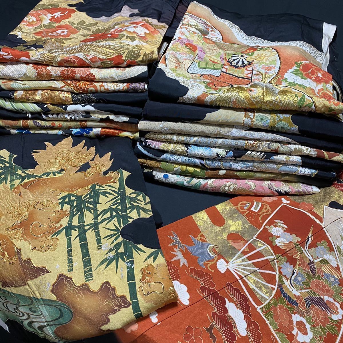 着物リメイク 留袖ワンピース 正絹 作家もの落款あり ちりめん まぶし 