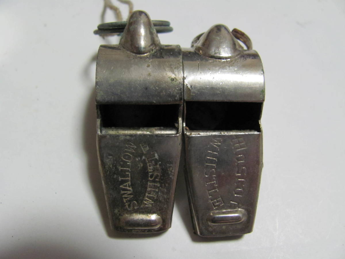 昭和レトロ 笛 ホイッスル 金属製 MASCOT WHISTLE ・ SWALLOW WHISTLE